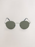 Round metal sunglasses in silver with UV protection, UK version