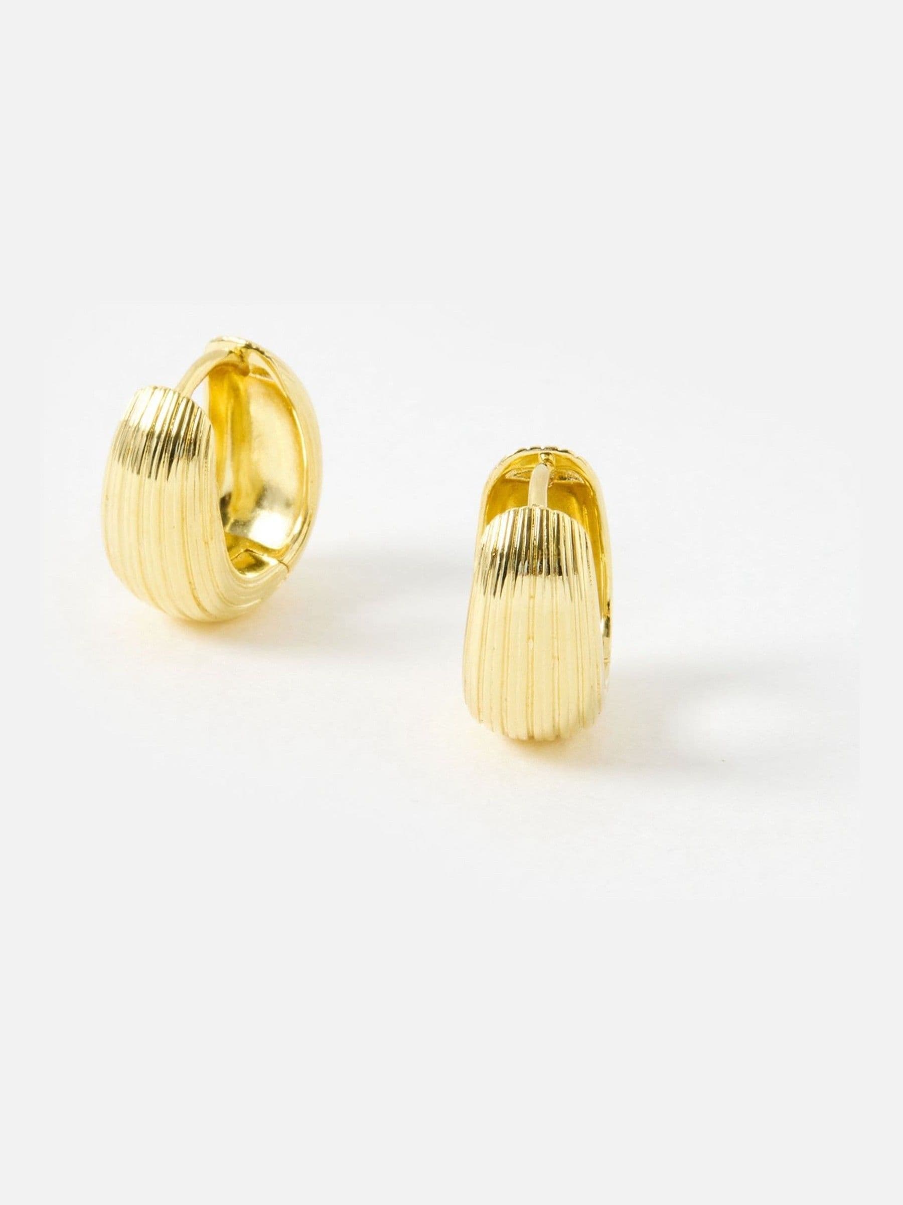 Chunky Gold Plated Textured Hoop Earrings Large with Clicker Closure
