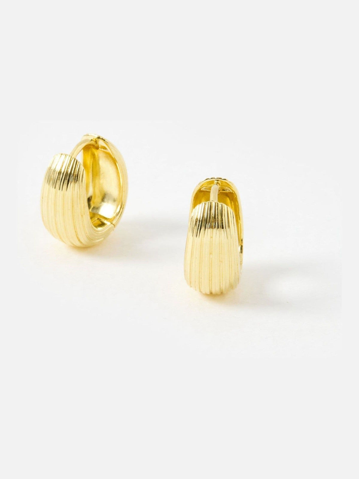 Chunky Gold Plated Textured Hoop Earrings Large with Clicker Closure