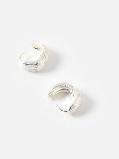 Next Oliver Bonas Silver Ciara Sterling Silver Textured Chunky Hoop Large Earrings- Buy online at McGrocer