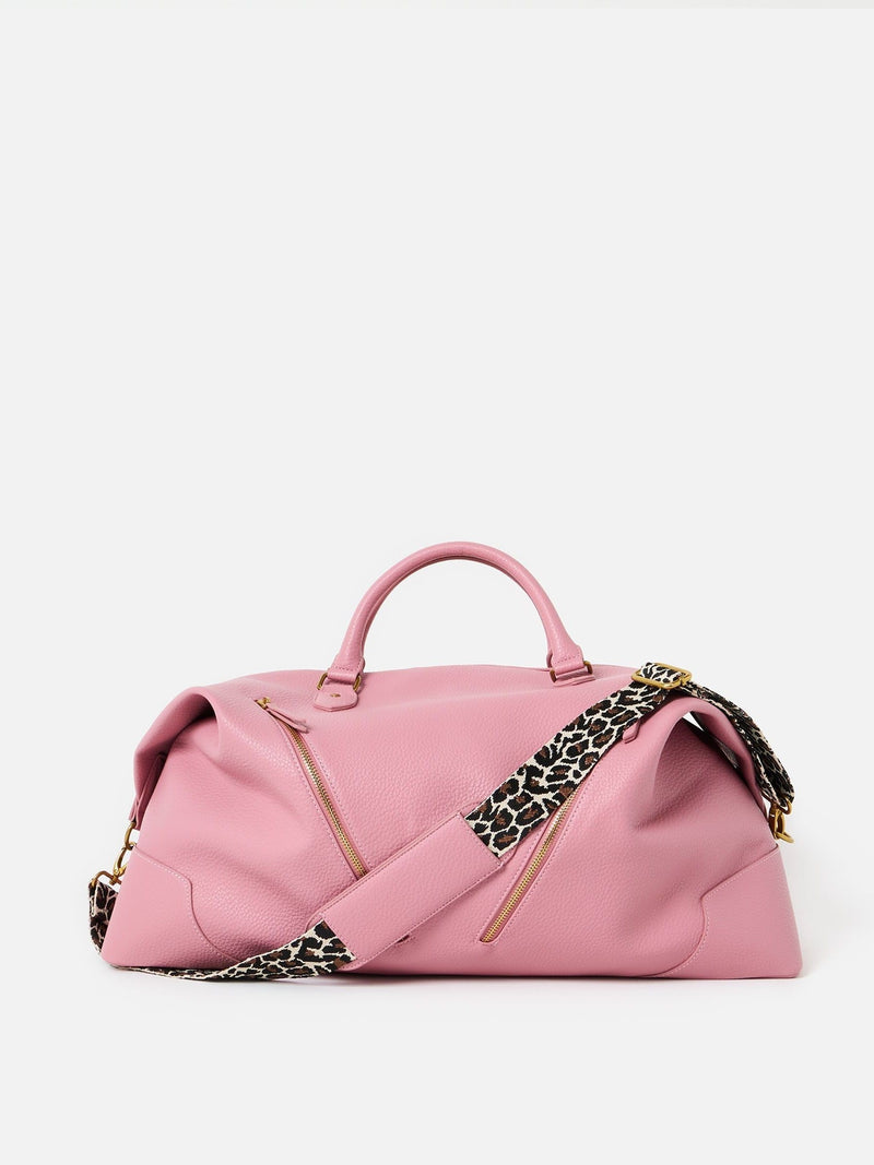 Oliver Bonas Pink Leopard Print Weekend Bag