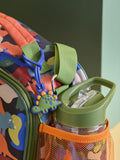 Khaki Camo Dinosaur Lunch Bag with water bottle, imported from the UK