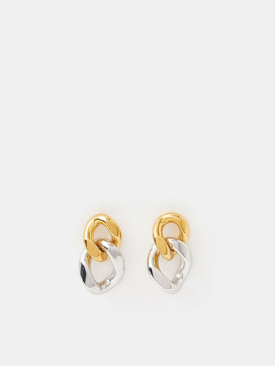 Accessorize Gold Stainless Steel Mixed Metal Chain Drop Earrings