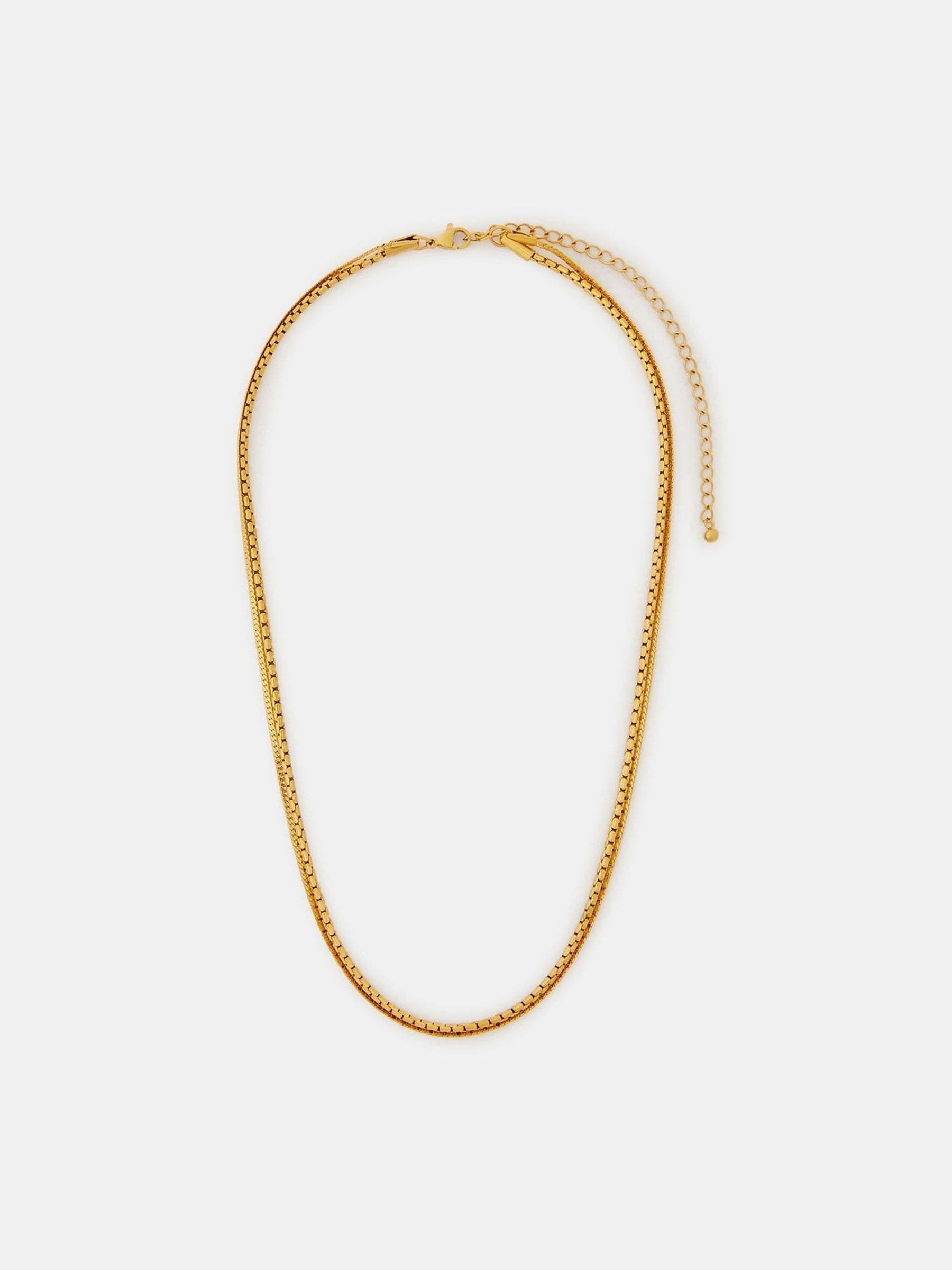 Gold Tone Stainless Steel Layered Chain Necklace