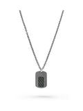 Beaverbrooks Silver Plated Gunmetal Dog Tag Mens Pendant