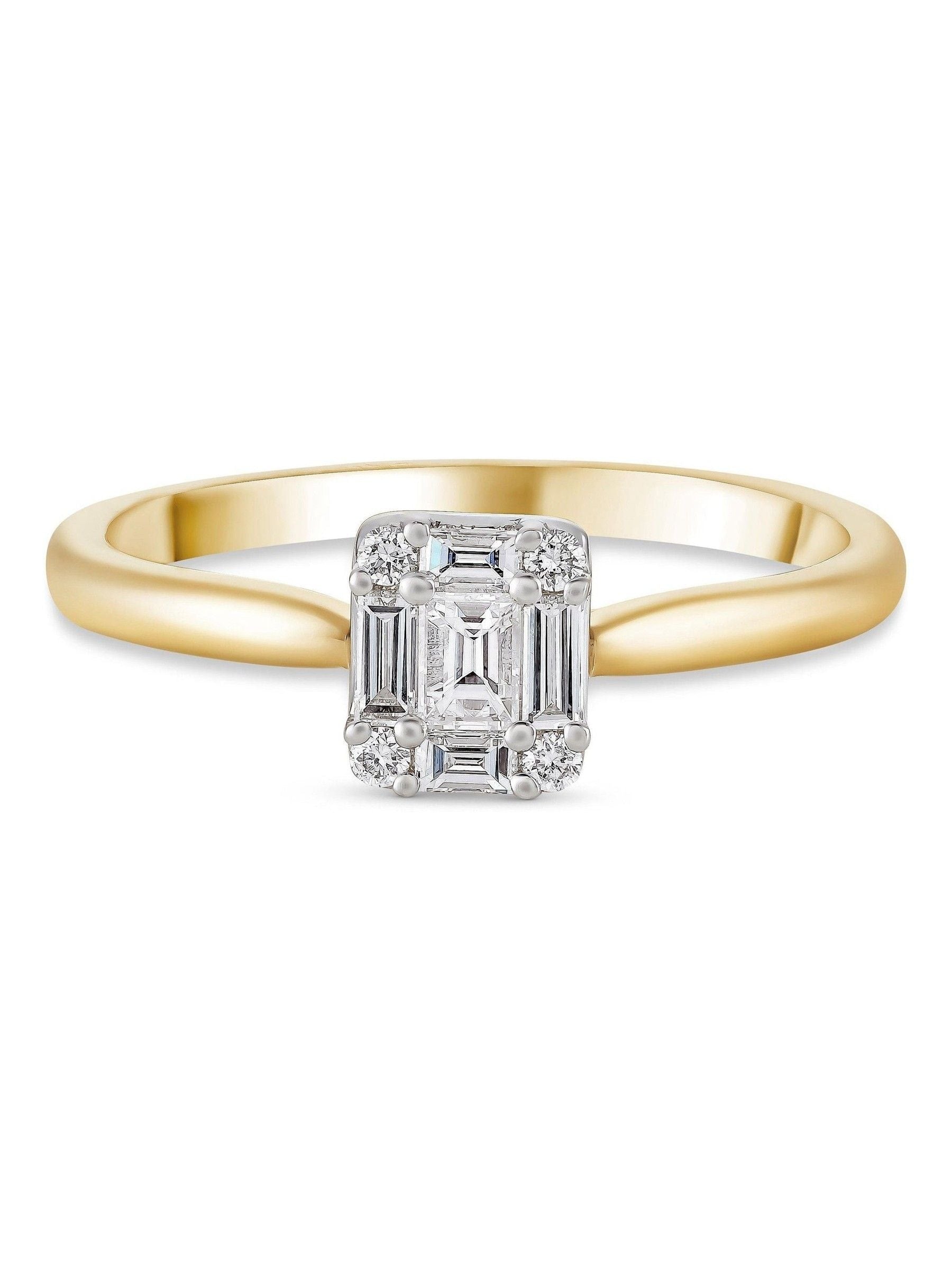 18ct Yellow Gold Diamond Cluster Engagement Ring with 0.27ct Diamonds