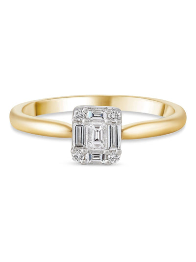 18ct Yellow Gold Diamond Cluster Engagement Ring with 0.27ct Diamonds
