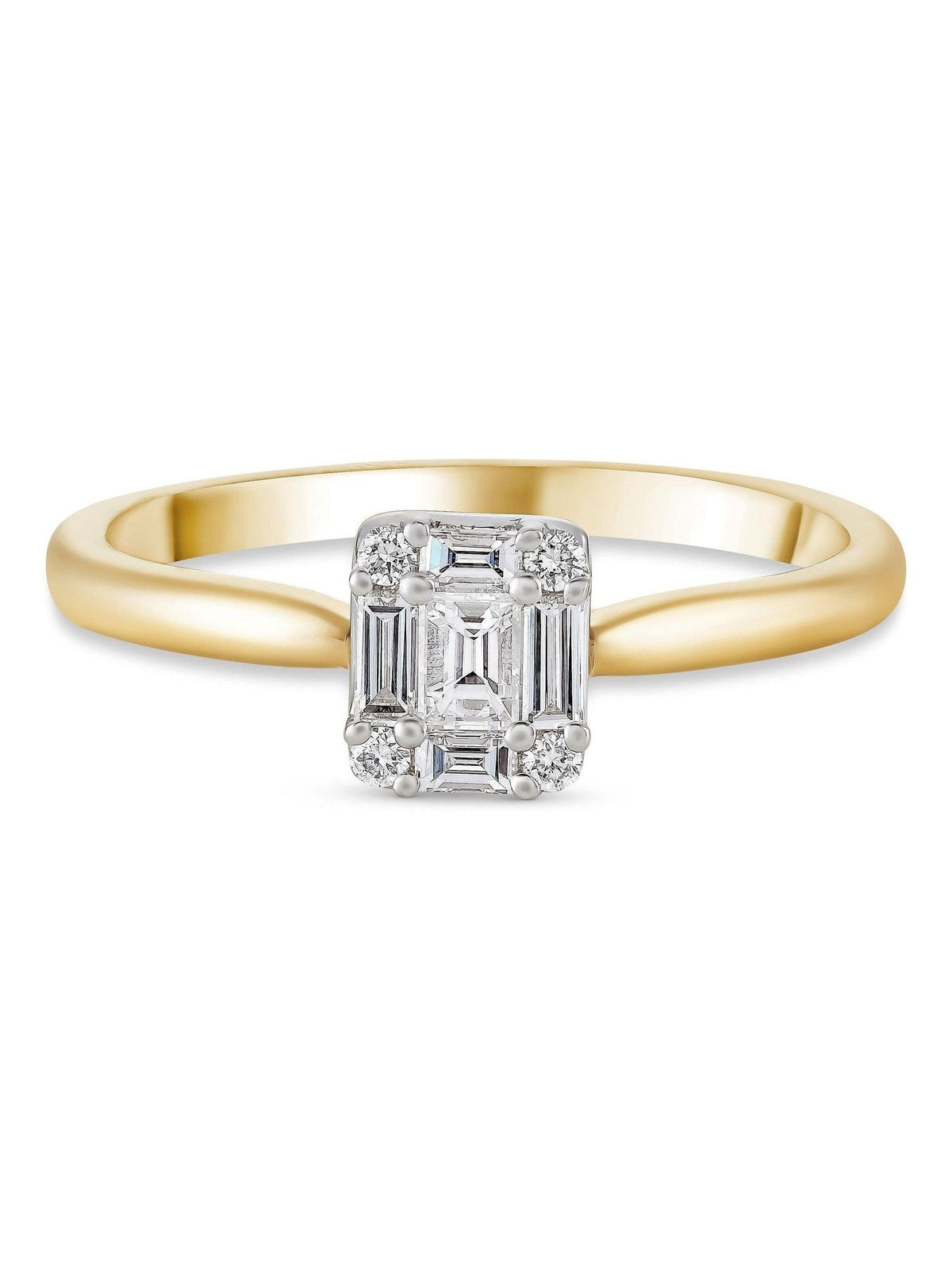 18ct Yellow Gold Diamond Cluster Engagement Ring with 0.27ct Diamonds