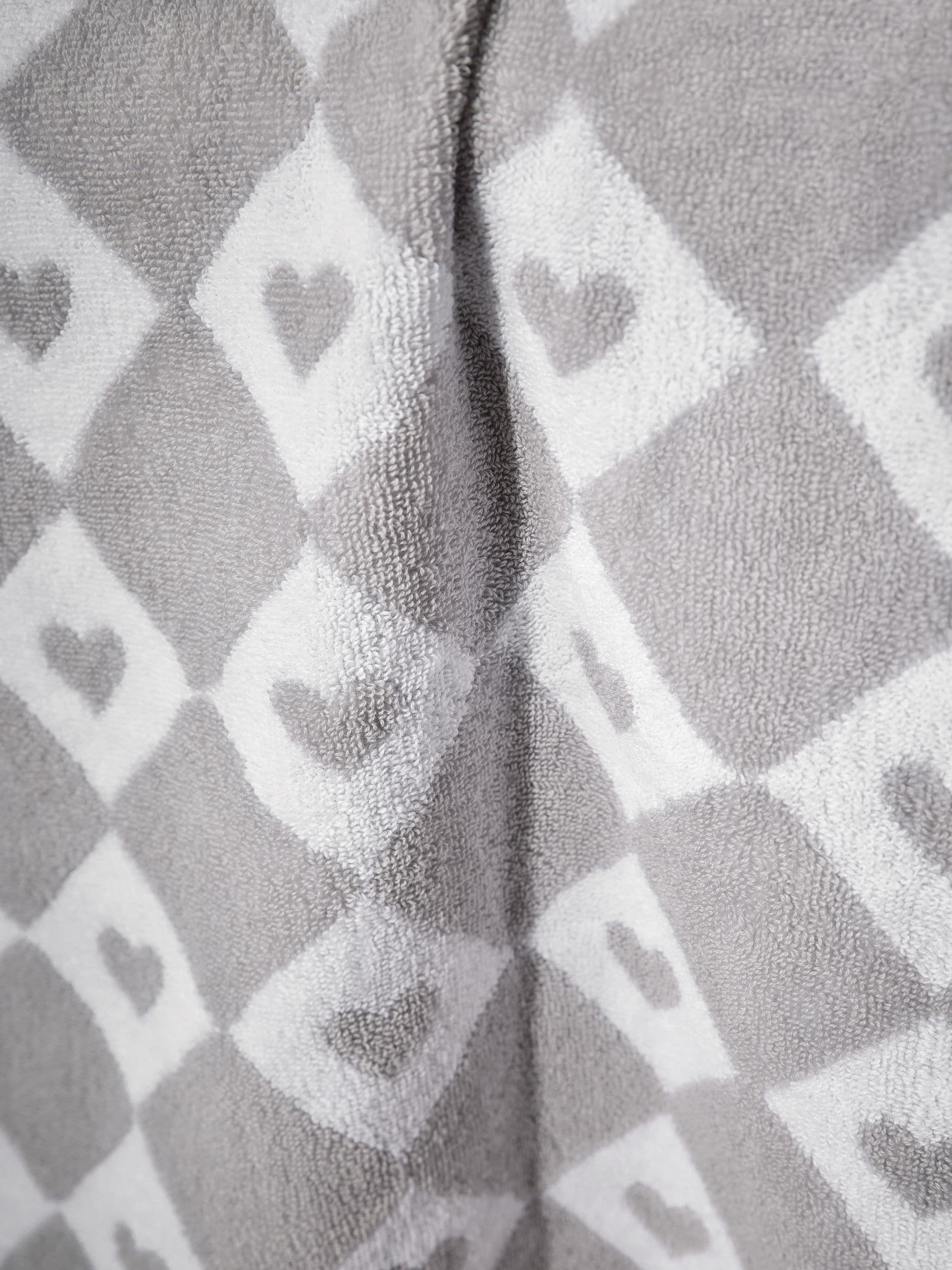 Grey Heart Towel 100% cotton heart design, UK version