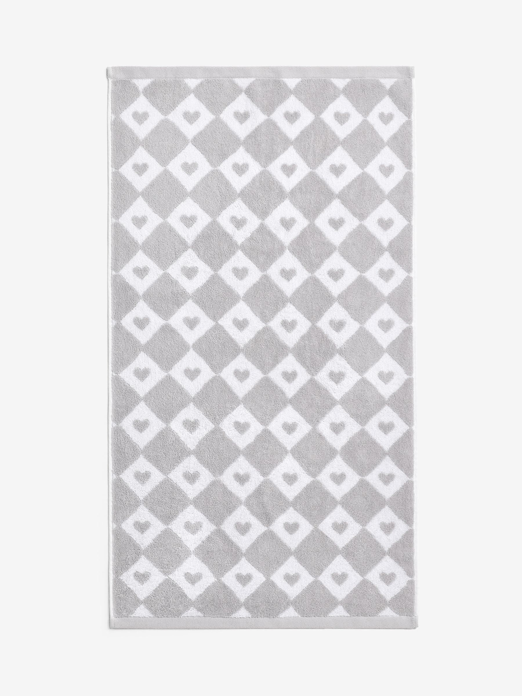 Grey Heart Towel 100% cotton heart design, UK version