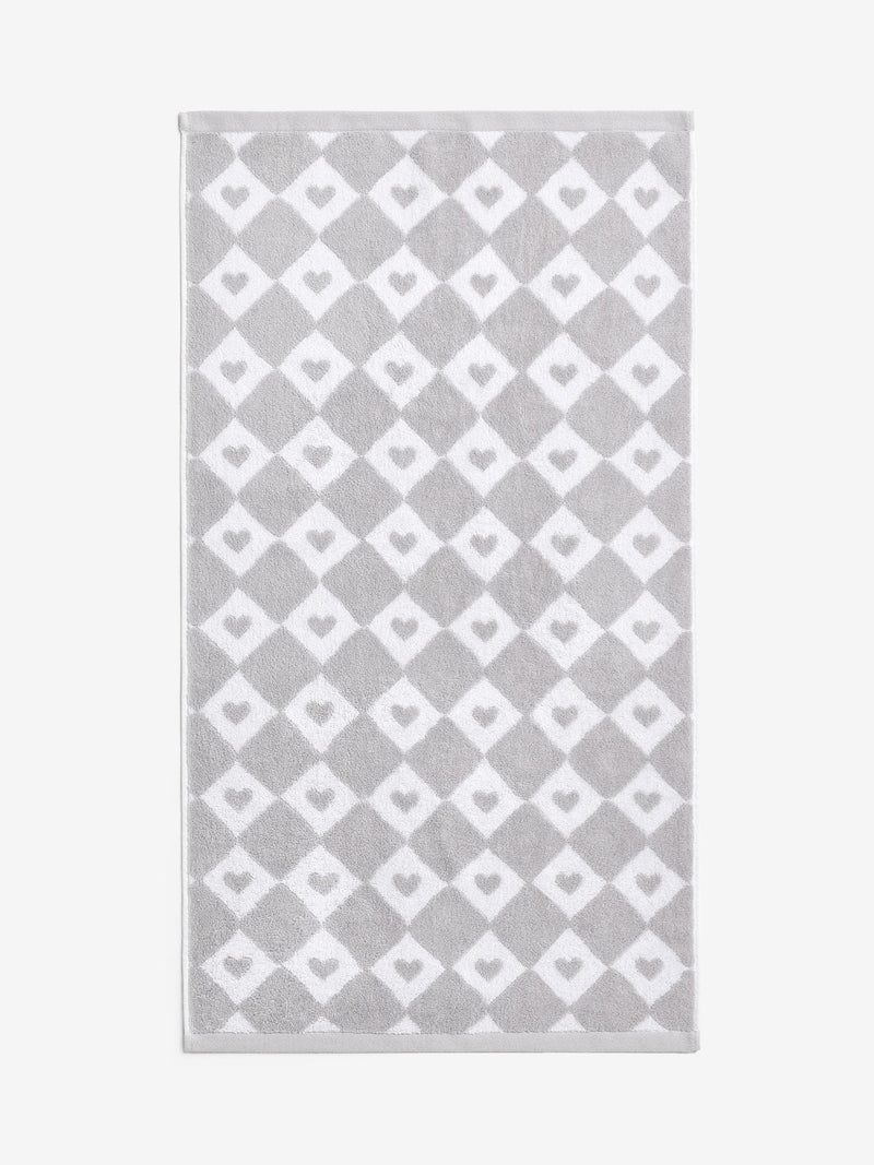 Grey Heart Towel 100% cotton heart design, UK version