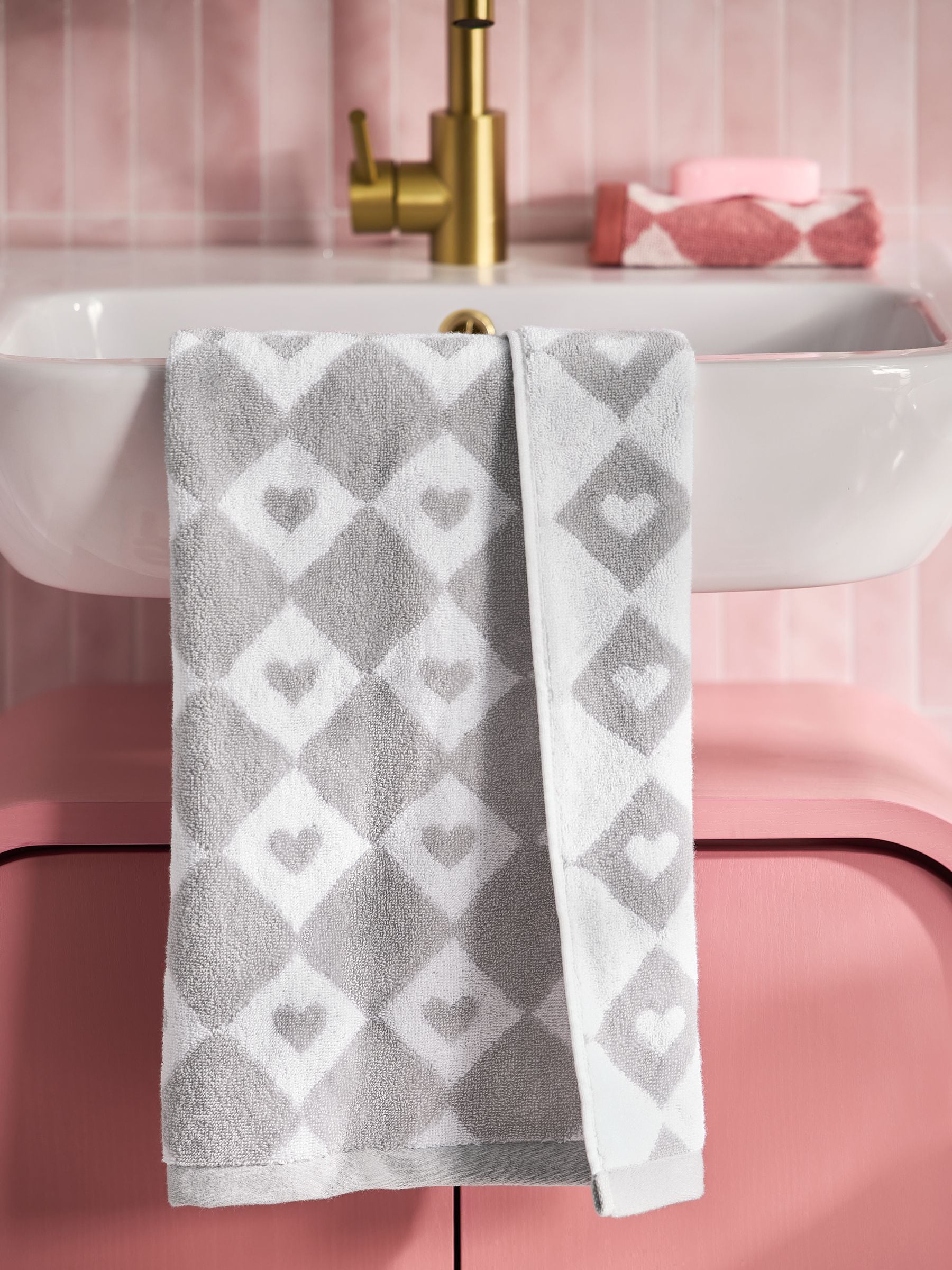 Grey Heart Towel 100% cotton heart design, UK version