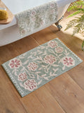 Sage Green Floral Cotton Bath Mat