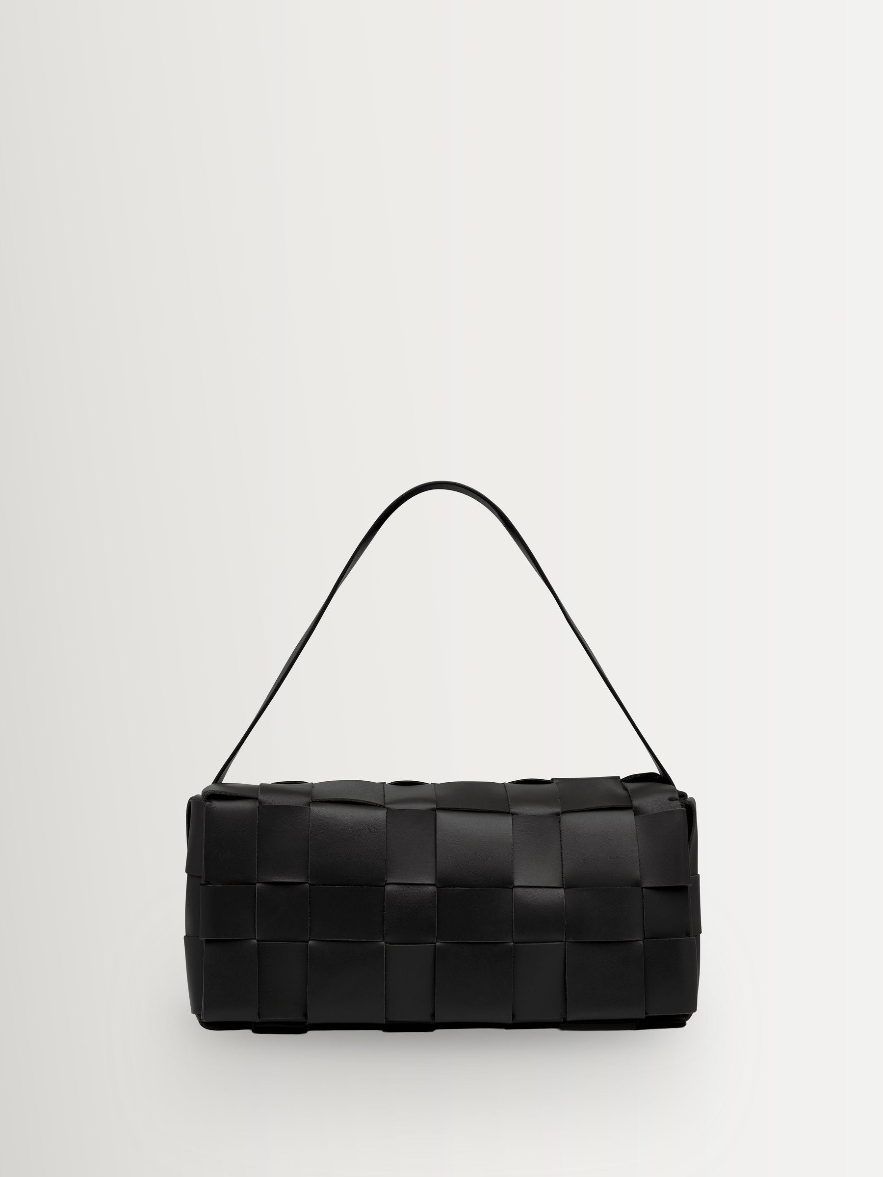 St Agni black woven slim tote, imported from the UK