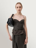St Agni black woven slim tote, imported from the UK