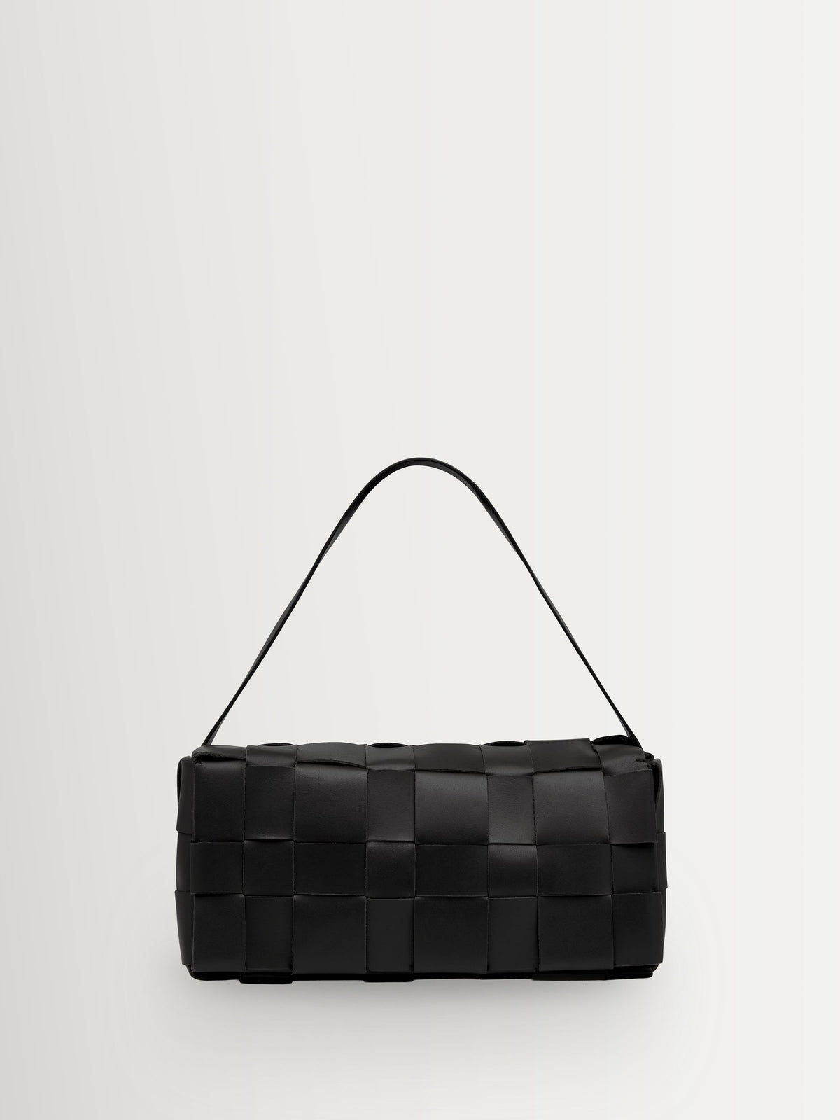 St Agni black woven slim tote, imported from the UK