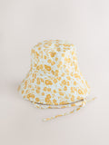 Orange floral oversized bucket hat made from 100% cotton - British product