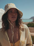 Orange floral oversized bucket hat made from 100% cotton - British product