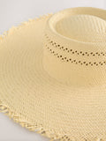 Natural raffia floppy hat with frayed edge detail - British product
