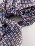 Pre tied headscarf brown geometric print recycled polyester (British brand)