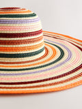 Multicoloured stripe floppy oversized raffia hat - British product