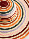 Multicoloured stripe floppy oversized raffia hat - British product