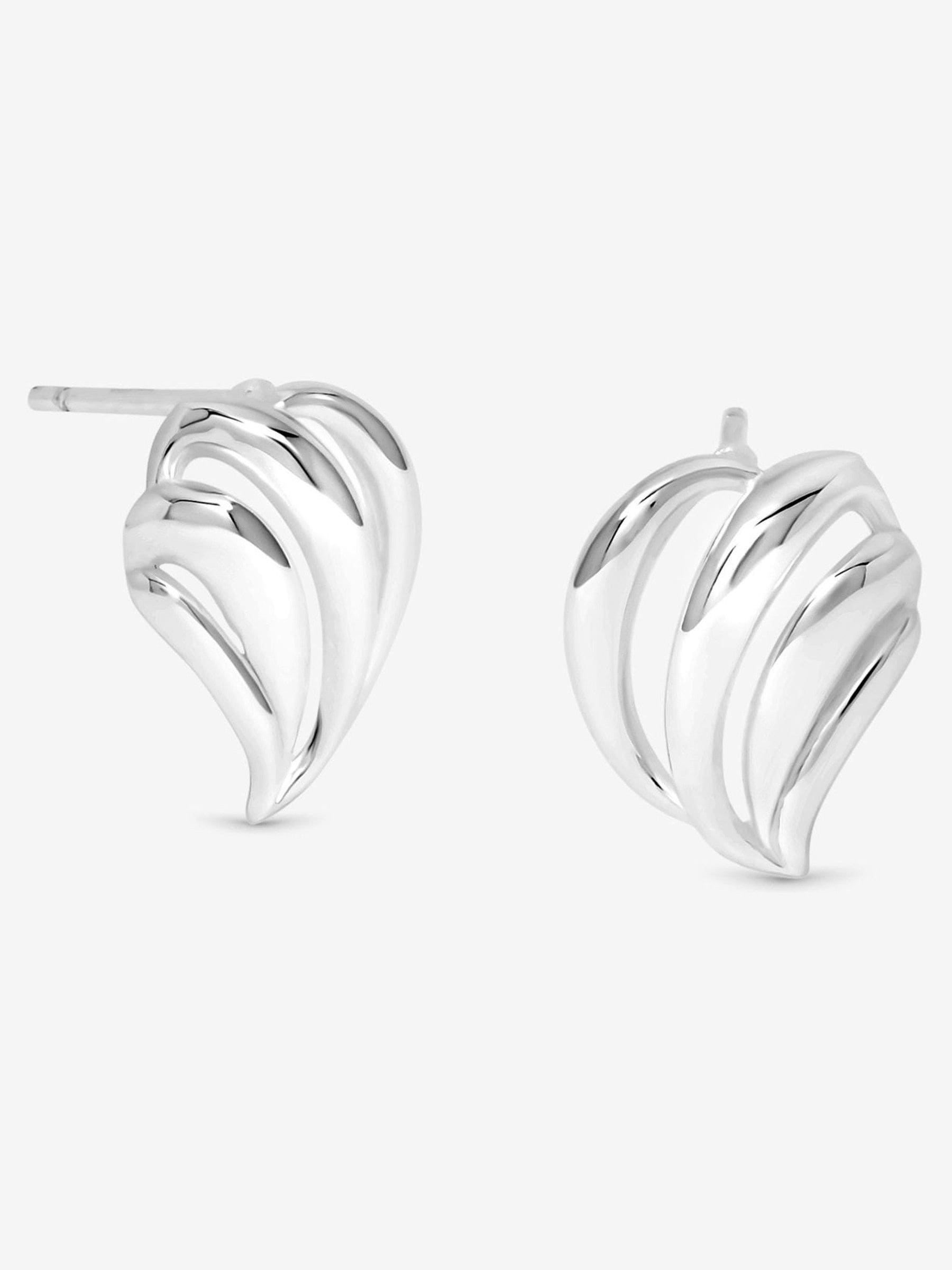 Simply Silver open ridged wave stud earrings 11mm x 15mm (British brand)