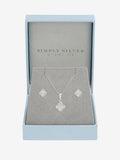 Sterling Silver Mother of Pearl Clover Earring and Necklace Set - Gift Boxed
