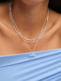Textured T-Bar Pendant Necklace in Sterling Silver 925