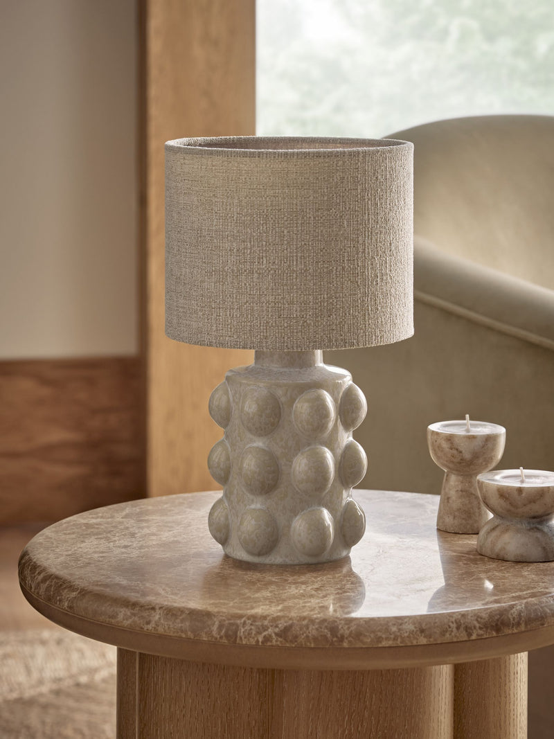 White bobble rechargeable table lamp (British brand)