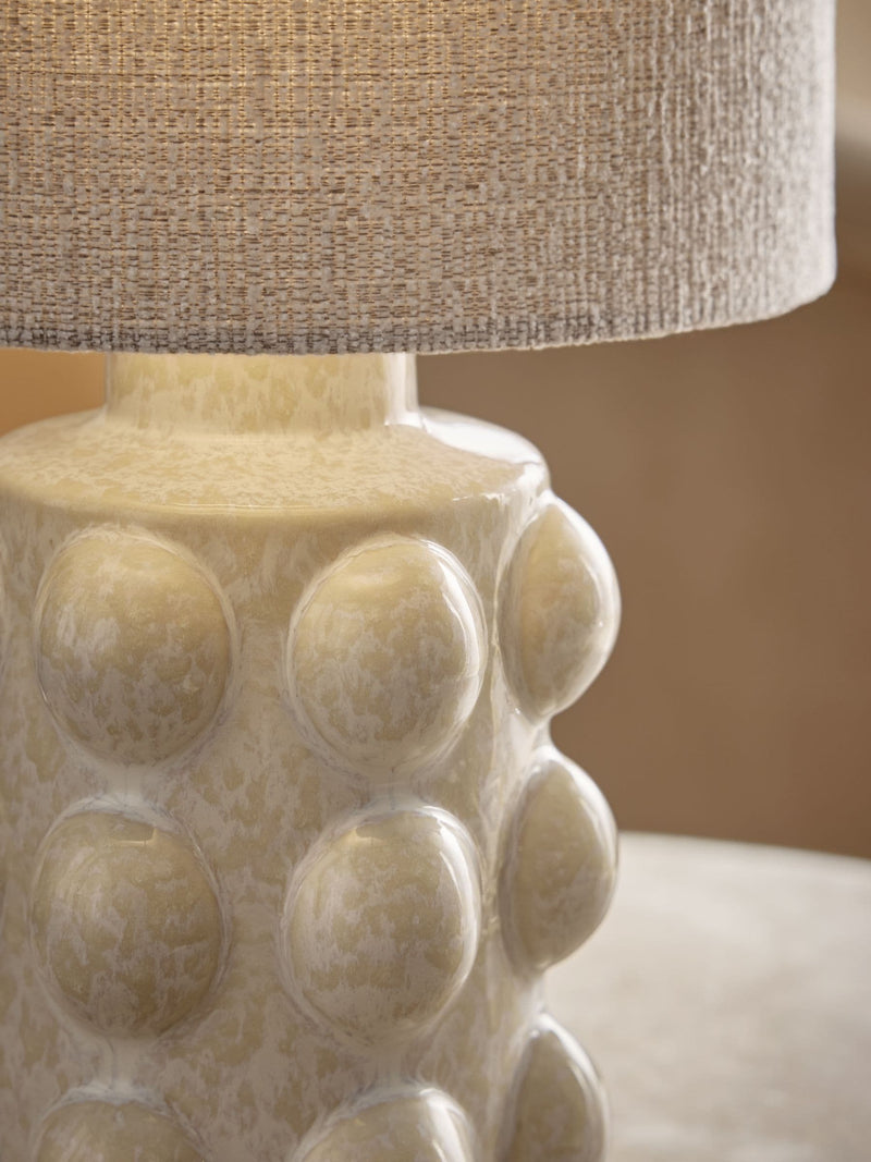 White bobble rechargeable table lamp (British brand)