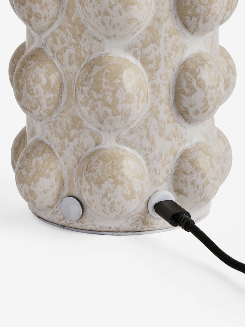 White bobble rechargeable table lamp (British brand)
