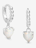 Simply Silver 925 Sterling Silber polierte und Opal Herz Creole
