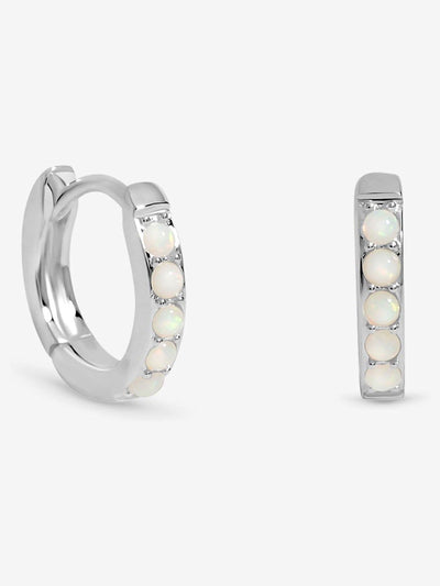 Simply Silver Sterling Silber 925 Creolen mit Zirkonia-Opal