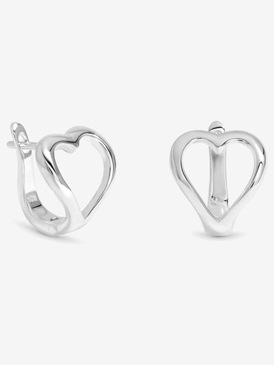 Next Simply Silver 925 Sterling Silver Polished Heart Hoop Earrings- Buy online at McGrocer