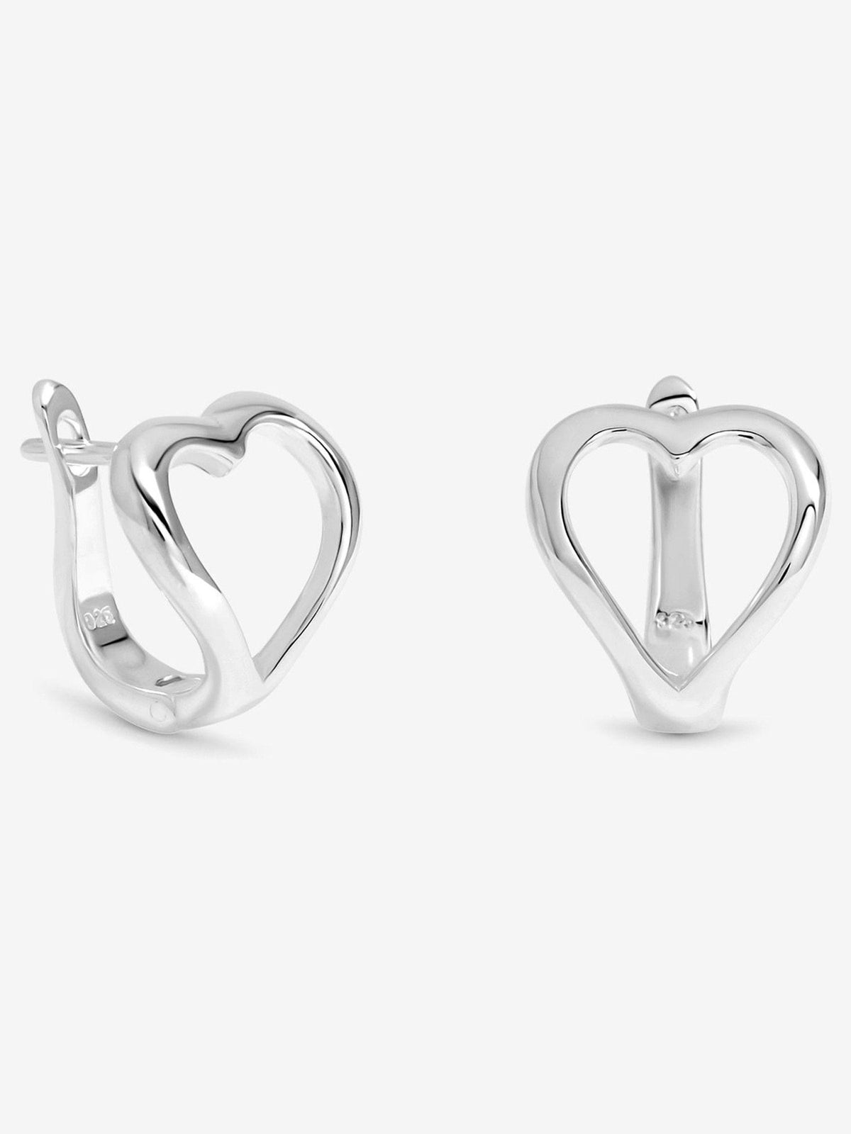 Einfach Silber 925 Sterlingsilber Polierte Herz Hoop Ohrringe