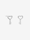Simply Silver heart key stud earrings 7x12mm (British brand)