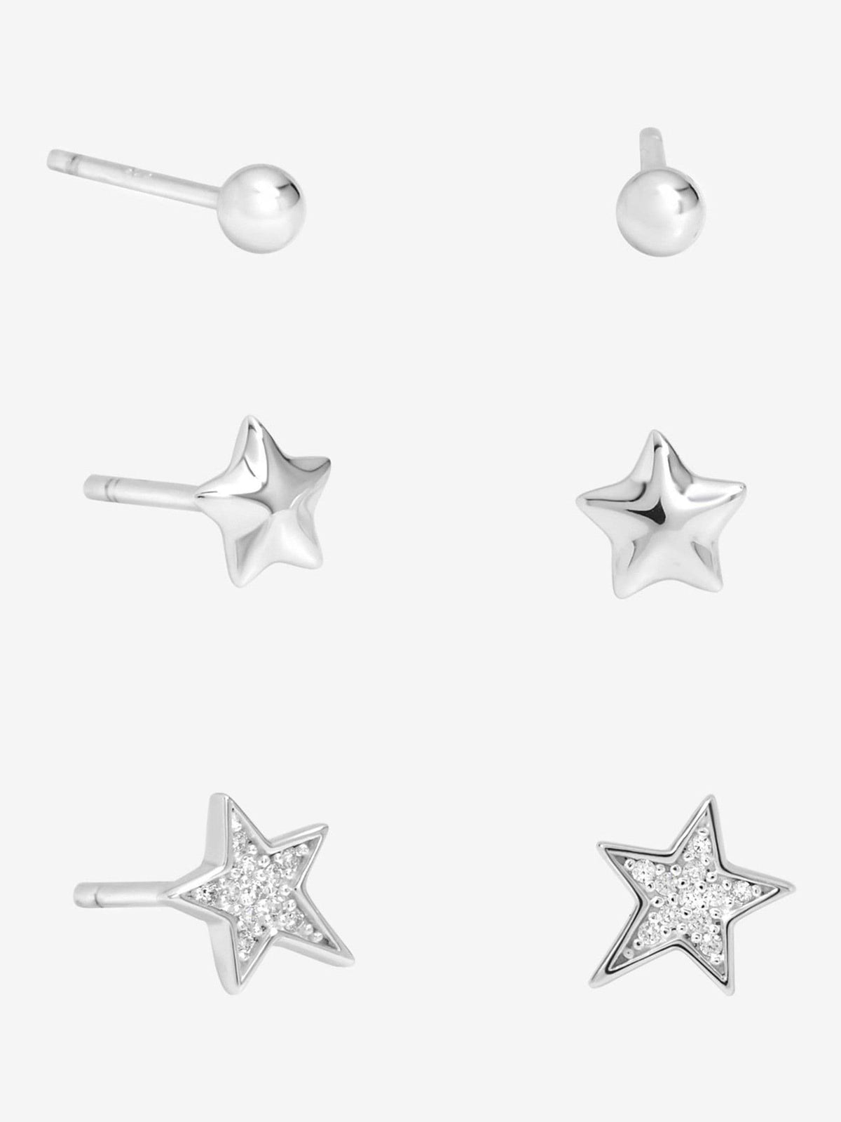 Sterling Silver Cubic Zirconia Infinity Stud Earrings Pack of 3