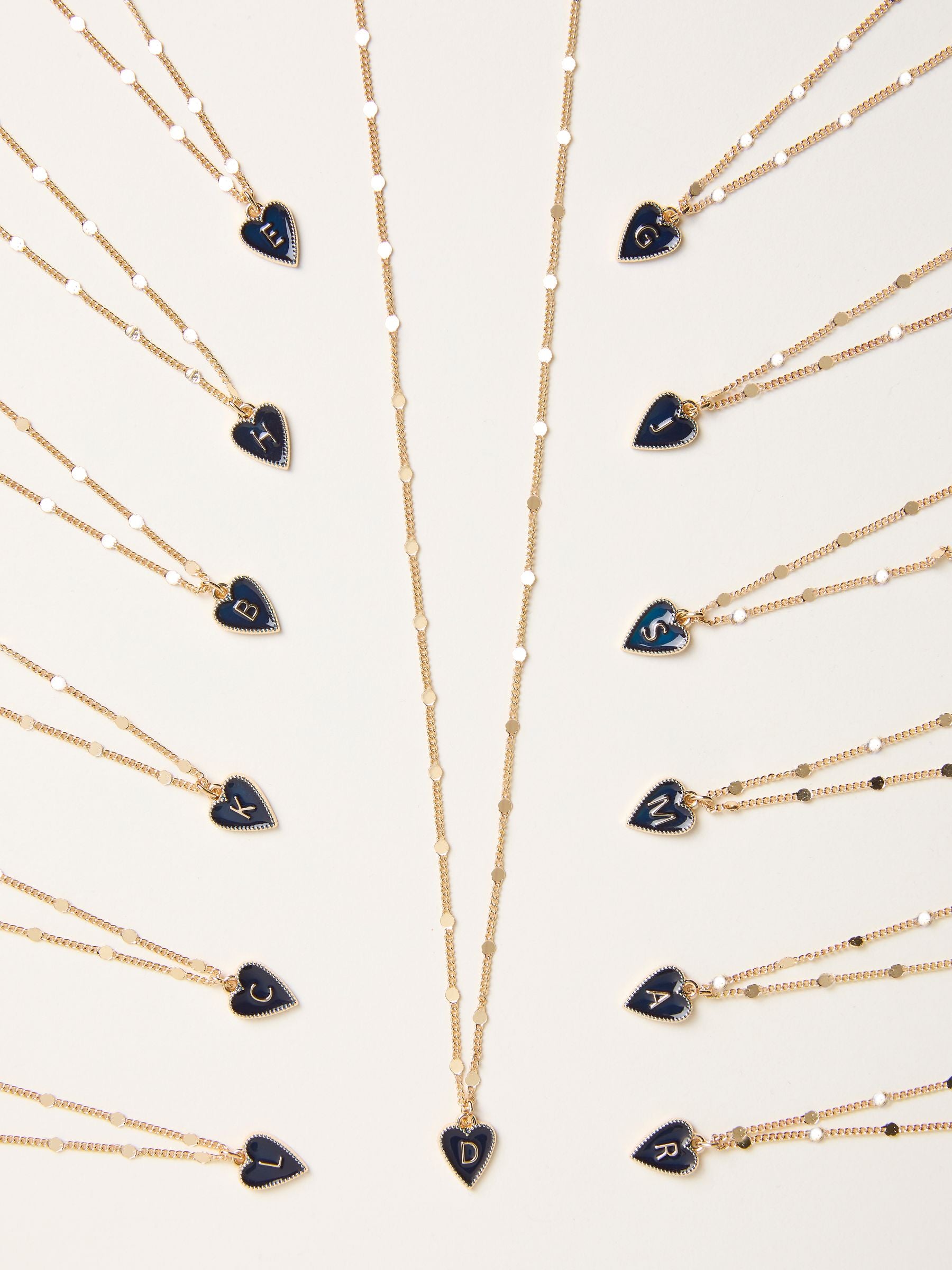 FatFace navy alphabet heart necklace, imported from the UK