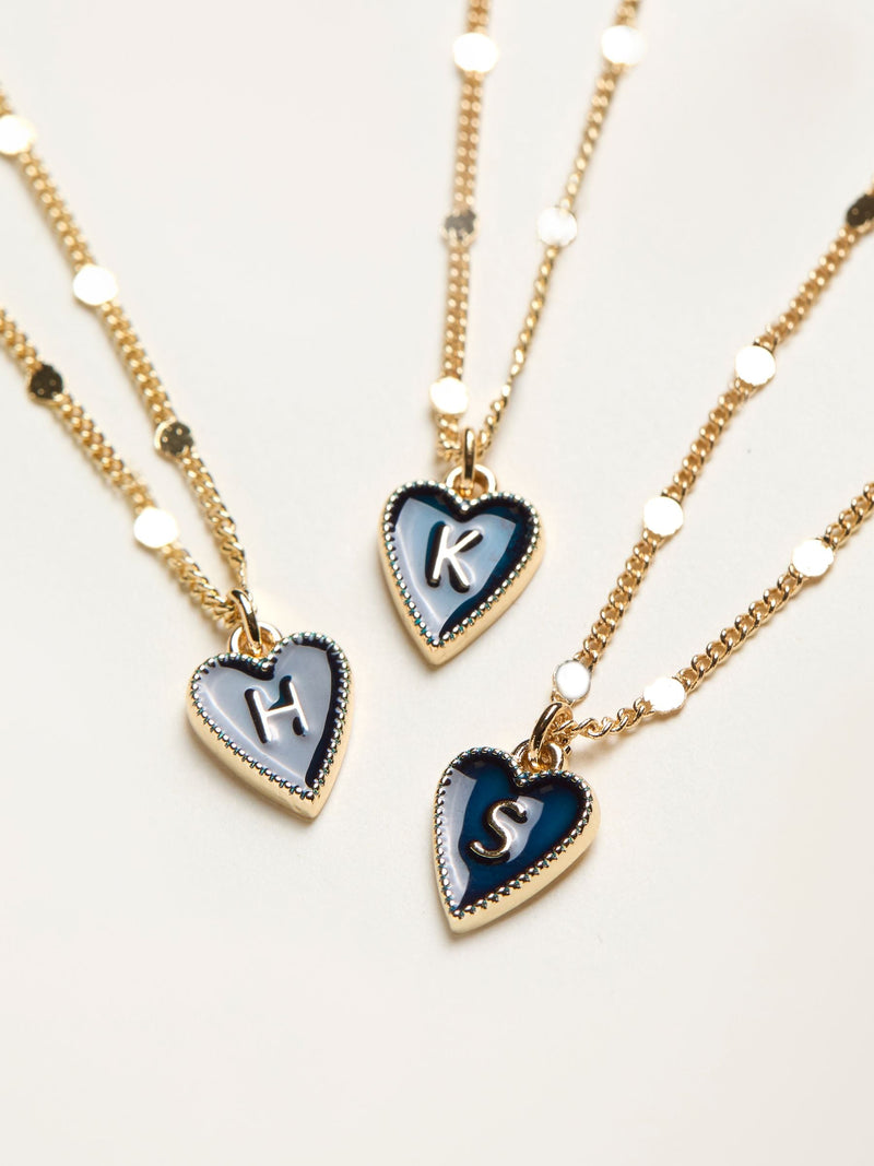 FatFace navy alphabet heart necklace, imported from the UK