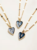 FatFace navy alphabet heart necklace, imported from the UK