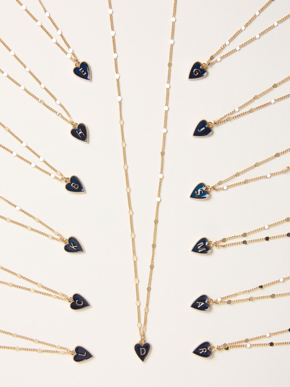 FatFace navy alphabet heart necklace, imported from the UK