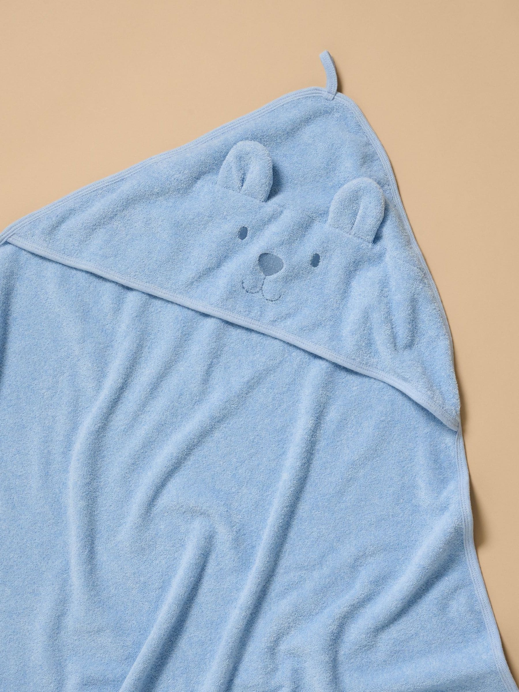 Purebaby blue essential bear towel 80x80cm - British product