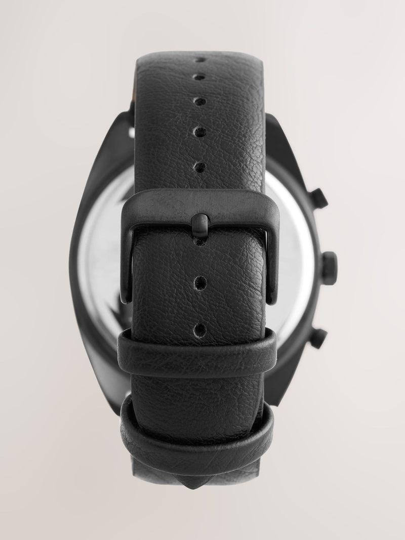 Black strap watch with rose gold features - British product