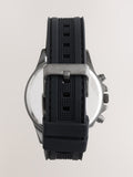 Black silicone strap watch with blue detailing - British product