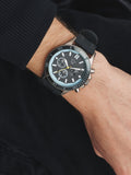 Black silicone strap watch with blue detailing - British product