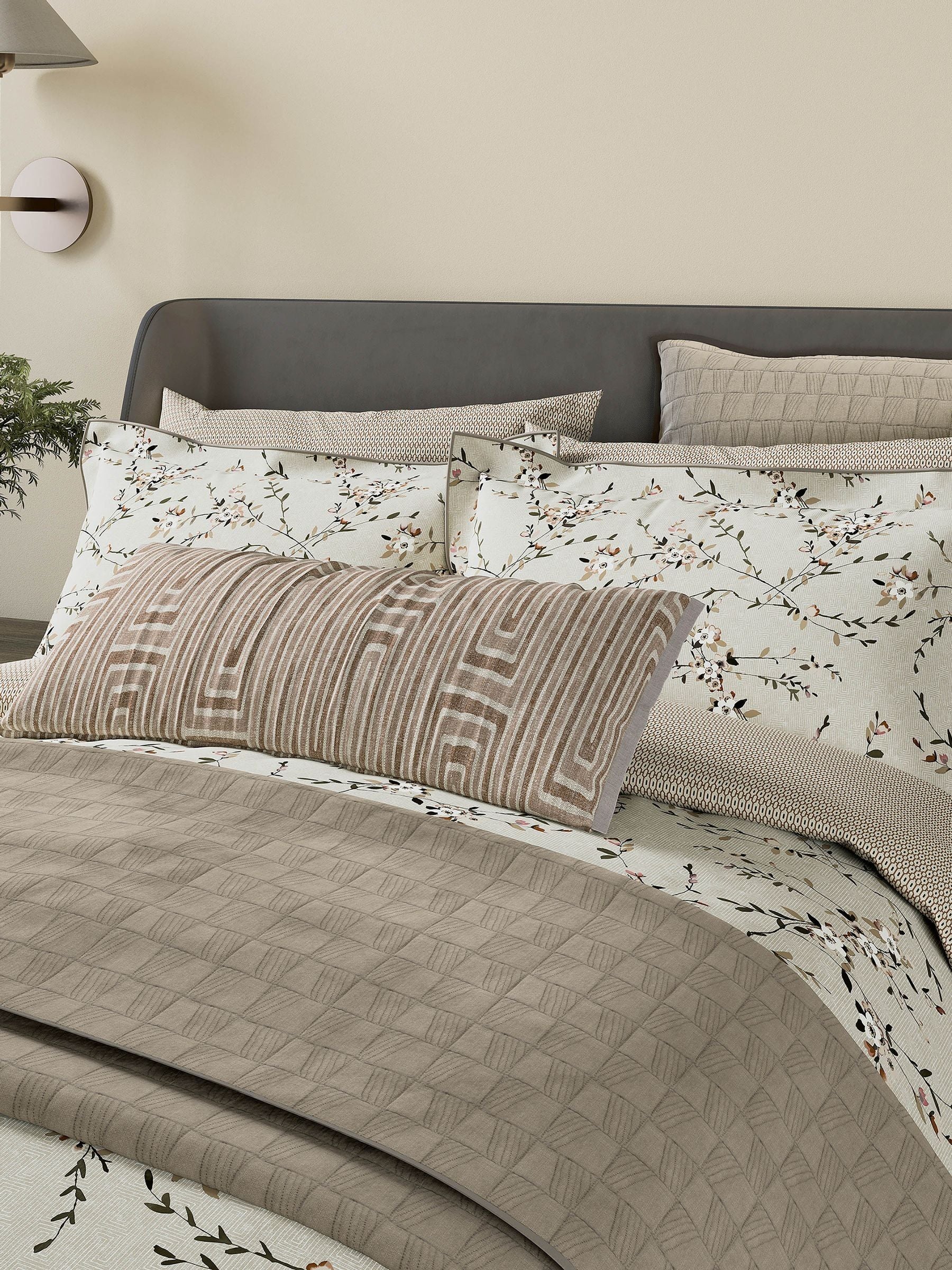 Bedeck of Belfast warm grey Rana quilted pillow sham, UK version