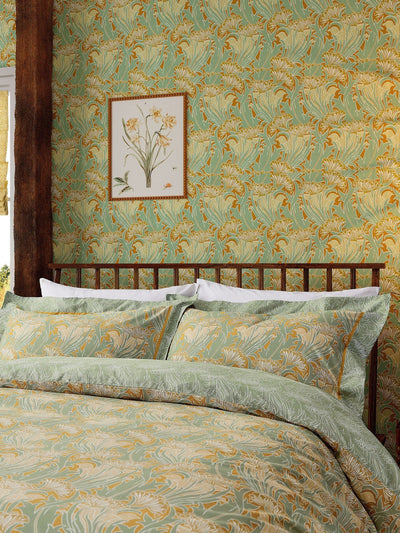 Next Morris & Co Pistachio Lace Flower 220 Thread Count Duvet Cover Set- Buy online at McGrocer