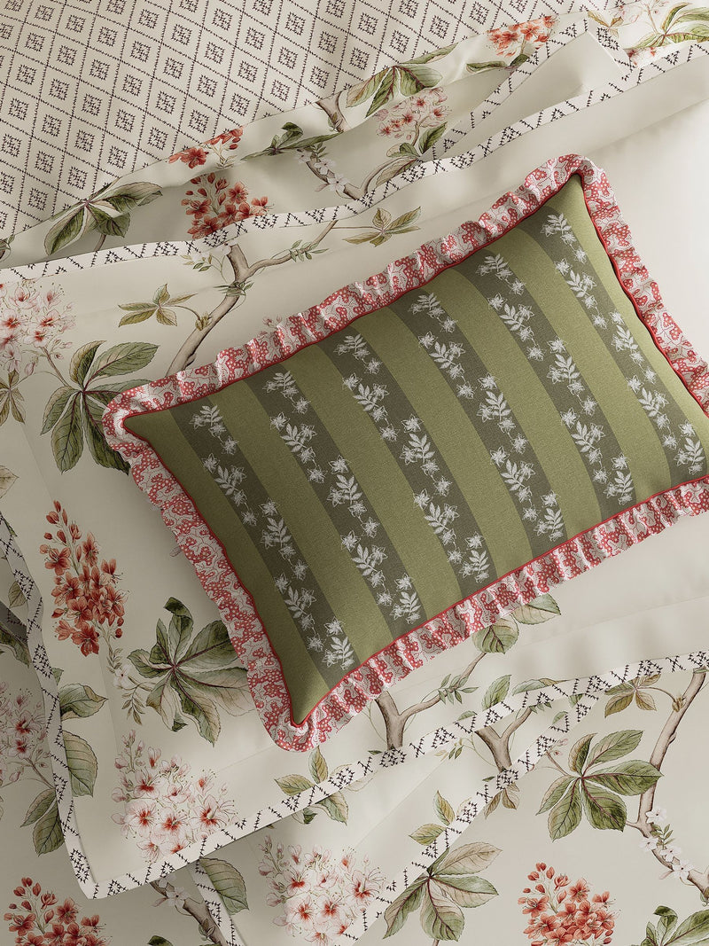 Sanderson Coral Chestnut Tree cushion 60x40cm (British brand)
