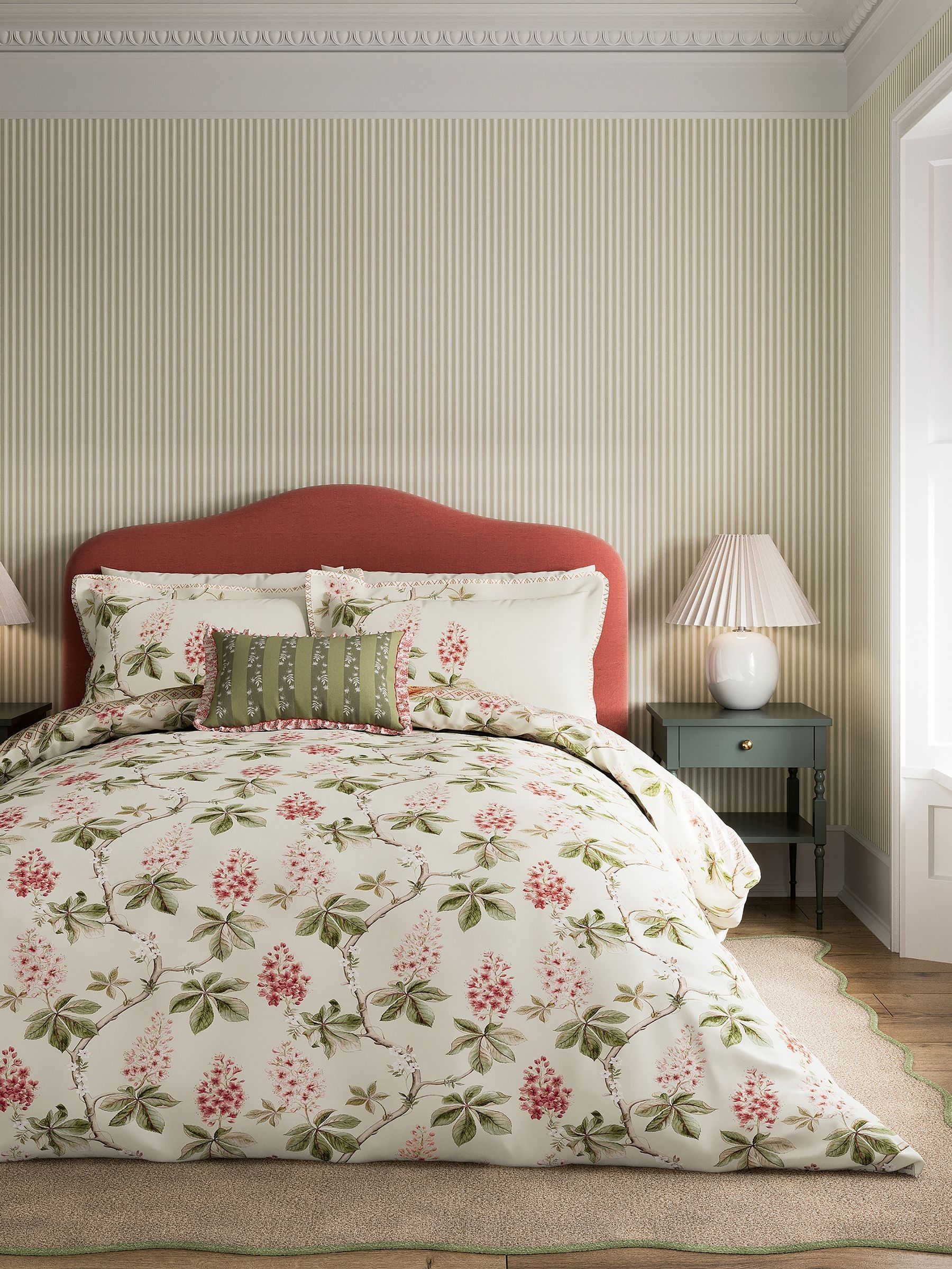 Sanderson Coral Chestnut Tree cushion 60x40cm (British brand)